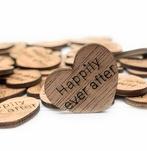 10 houten hartjes Happily Ever After of Mr & Mrs, Hobby en Vrije tijd, Knutselen, Verzenden, Nieuw, Materiaal