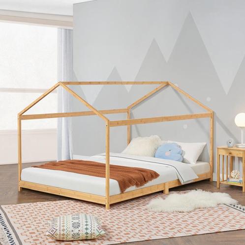 [en.casa] Kinderbed Vindafjord huisbed bamboe houtkleurig 12, Huis en Inrichting, Slaapkamer | Bedden, Nieuw, Verzenden