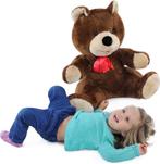 Grote knuffelbeer bruin 100 cm, Ophalen of Verzenden, Nieuw