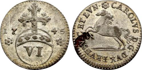 6 Pfennige 1745 Braunschweig Wolfenbuettel Karl I 1735-1780, Postzegels en Munten, Munten | Europa | Niet-Euromunten, Verzenden