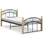 Bed 90x200 Zwart Metaal/Eiken - Retourdeal! 40% korting, 90 cm, Eenpersoons, Nieuw, Ophalen of Verzenden