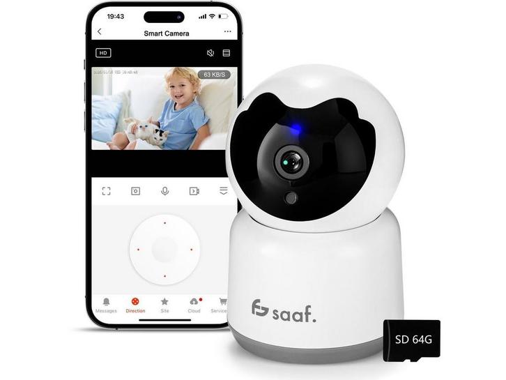 Saaf - HD WiFi Beveiligingscamera - Nachtzicht, Audio, Tv en Foto, Videobewaking, Nieuw, Verzenden