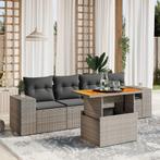 vidaXL 5-delige Loungeset met kussens poly rattan grijs, Tuin en Terras, Tuinsets en Loungesets, Verzenden, Nieuw, Rotan, Loungeset