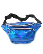 Blauwe Holografische Heuptas Fanny Pack Twee Vakken Zwarte B, Nieuw, Overige typen, Blauw, Ophalen of Verzenden