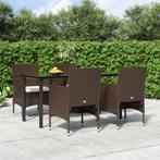 vidaXL 5-delige Tuinset met kussens bruin en zwart, Tuin en Terras, 4 zitplaatsen, Nieuw, Tuinset, Verzenden