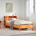 vidaXL Bed met boekenkast zonder matras grenenhout wasbruin, Verzenden, Nieuw, Bruin, Hout