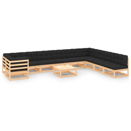 vidaXL 11-delige Loungeset met antracietkleurige kussens, Tuin en Terras, Tuinsets en Loungesets, Loungeset, Nieuw, Verzenden