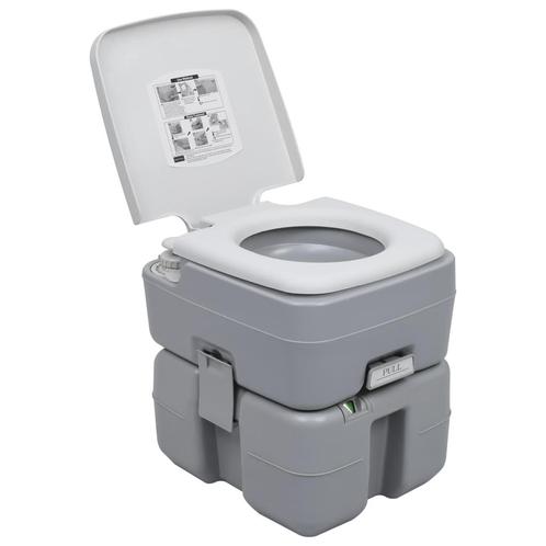 vidaXL Kampeertoilet draagbaar 20 + 10 L grijs, Caravans en Kamperen, Kampeeraccessoires, Nieuw, Verzenden
