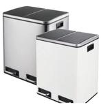 RVS pedaalemmer 2-vaks 30L/48L – Afvalscheiding keuken, Huis en Inrichting, Woonaccessoires | Prullenbakken, Verzenden, Nieuw