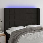 vidaXL Hoofdbord LED 147x16x118/128 cm stof zwart, Verzenden, Nieuw, Zwart, Stof