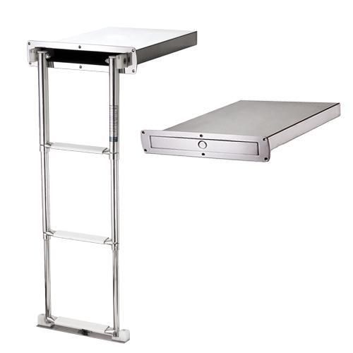 RVS Zwemtrap telescopisch, inbouwmodel, 4 treden, Watersport en Boten, Accessoires en Onderhoud, Nieuw, Ophalen of Verzenden