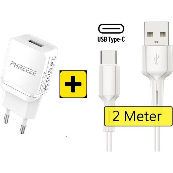 Oplaadstekker voor Samsung met USB-C Kabel | 2 Meter | USB, Telecommunicatie, Mobiele telefoons | Telefoon-opladers, Ophalen of Verzenden