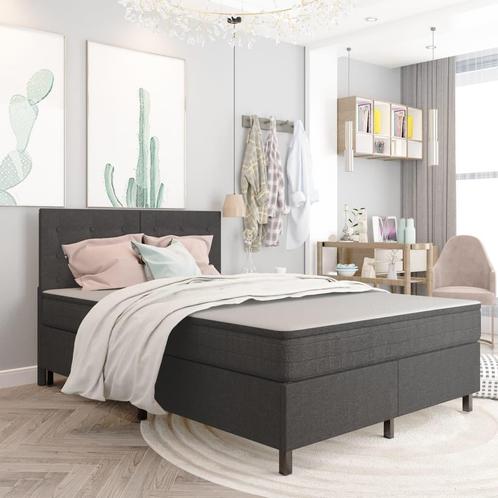 vidaXL Boxspring stof donkergrijs 140x200 cm, Huis en Inrichting, Slaapkamer | Bedden, 140 cm, 200 cm, Grijs, Tweepersoons, Nieuw
