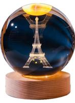 3D kristallen bol lamp - USB oplaadbaar - Eifeltoren, Verzenden, Nieuw, Glas, Vogel