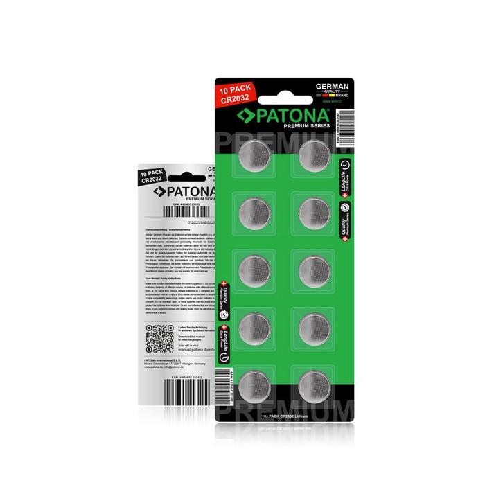 10x Premium Patona lithium knopcel CR3032 - 3V | 240mA, Audio, Tv en Foto, Fotografie | Accu's en Batterijen, Nieuw, Ophalen of Verzenden