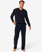 HEMA Heren pyjama terry strepen donkerblauw, Kleding | Heren, Verzenden, Nieuw