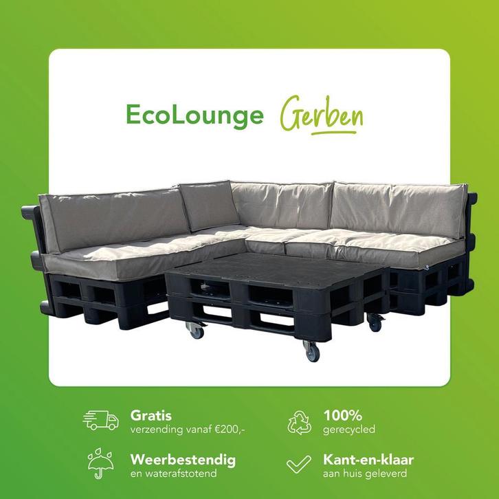 Pallet Loungeset van kunststof - Duurzaam en weerbestendig!, Tuin en Terras, Tuinsets en Loungesets, Bank, Bijzettafel, Nieuw