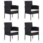 vidaXL Tuinstoelen 4 st met crèmewitte kussens poly rattan, Verzenden, Nieuw, Rotan