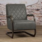 *WOONWINKEL* Tower Living Civo Ecoleer Fauteuil Met Ruit Bul, Huis en Inrichting, Fauteuils, Nieuw, Leer, Verzenden