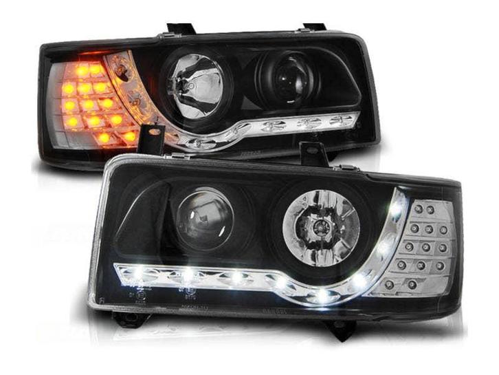 LED DRL koplamp units Daylight Black geschikt voor VW T4, Auto-onderdelen, Verlichting, Nieuw, Volkswagen, Verzenden