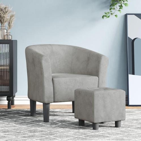vidaXL Kuipstoel met voetenbank fluweel lichtgrijs, Huis en Inrichting, Fauteuils, Nieuw, Verzenden