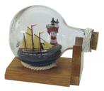 Flessenschip vuurtoren+boot, Ophalen of Verzenden, Nieuw, Zeilboot of Motorboot