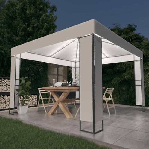 vidaXL Prieel met dubbel dak en LED-lichtslinger 3x3 m wit, Tuin en Terras, Partytenten, Nieuw, Verzenden