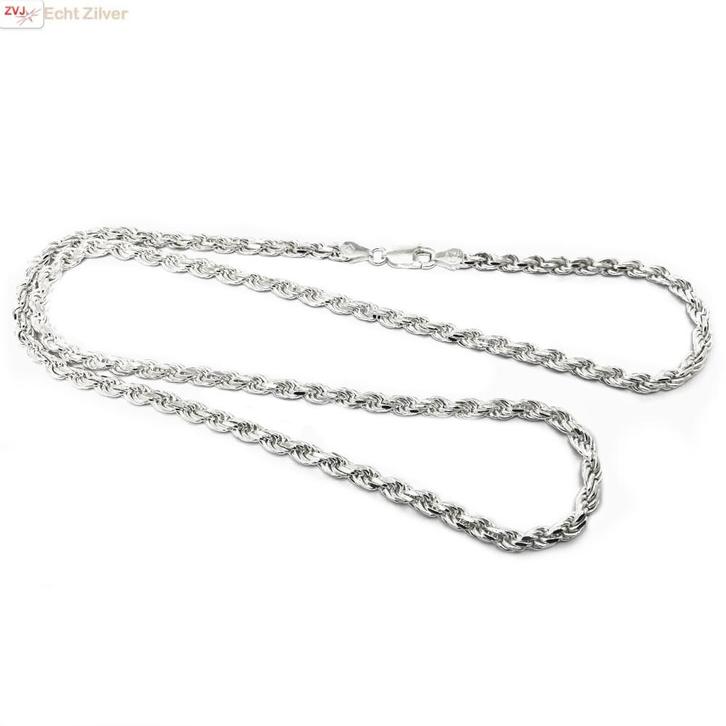 Zilveren rope ketting 40 cm 4 mm, Sieraden, Tassen en Uiterlijk, Kettingen, Nieuw, Verzenden