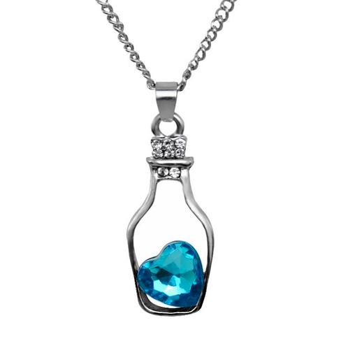 Fako Bijoux® - Ketting - Fles Met Hart - Lichtblauw, Sieraden, Tassen en Uiterlijk, Kettingen, Verzenden