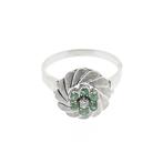 Gouden ring met smaragd en diamant | 0,03 ct., Gebruikt, Overige kleuren, Ophalen of Verzenden, 17 tot 18