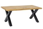 Salontafel WILD 90cm tafelblad 30mm X-poten wild eiken-look, Huis en Inrichting, Tafels | Salontafels, Ophalen of Verzenden, Nieuw