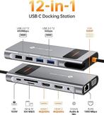 12-in-1 USB-C docking station – Dual HDMI, VGA, LAN en 100W, Verzenden, Nieuw
