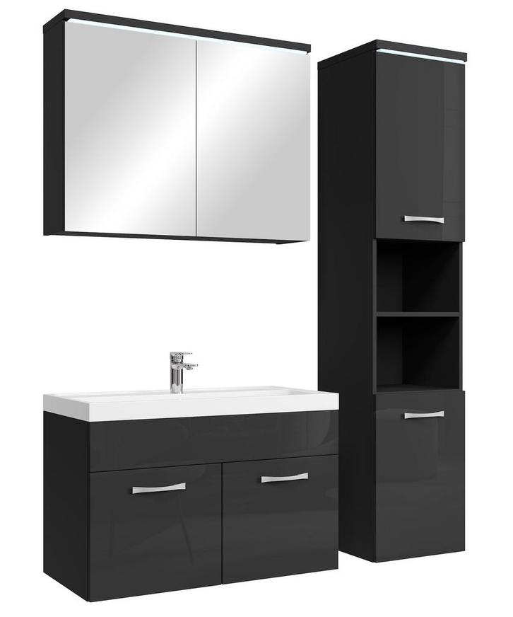 Badkamermeubel Set Paso 80 x 40 cm Zwart Badmeubel, Huis en Inrichting, Badkamer | Badkamermeubels, Nieuw, Wastafelkast, Verzenden