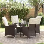 vidaXL 5-delige Tuinset met Kussens Bruin Poly Rattan, Tuin en Terras, Verzenden, Nieuw, Rotan, Tuinset