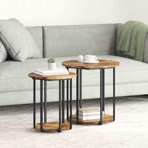vidaXL Bijzettafelset 2 pcs Gerookte eik en Zwart 50 x 50 x, Huis en Inrichting, Tafels | Bijzettafels, Nieuw, Verzenden