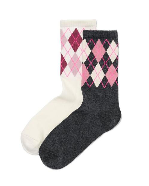 HEMA Dames sokken met katoen - 2 paar grijsmelange, Kleding | Dames, Overige Dameskleding, Nieuw, Verzenden