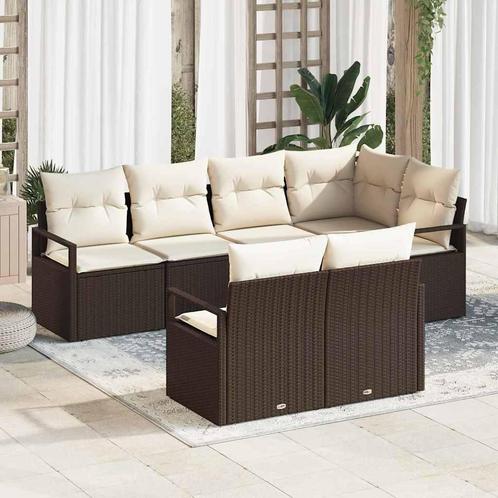 vidaXL Tuin Sofa Set met kussen met opslag 7 pcs Bruin,, Tuin en Terras, Tuinsets en Loungesets, Nieuw, Rotan, Verzenden