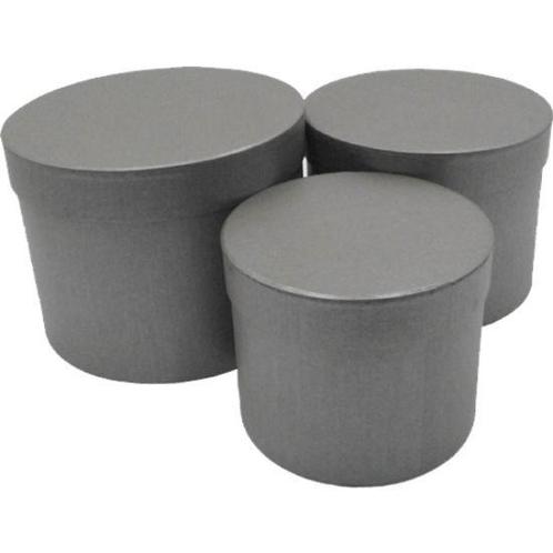 Bloemendoos set van 3 bloemendozen rond grijs flowerbox, Huis en Inrichting, Woonaccessoires | Kunstplanten en Kunstbloemen, Nieuw