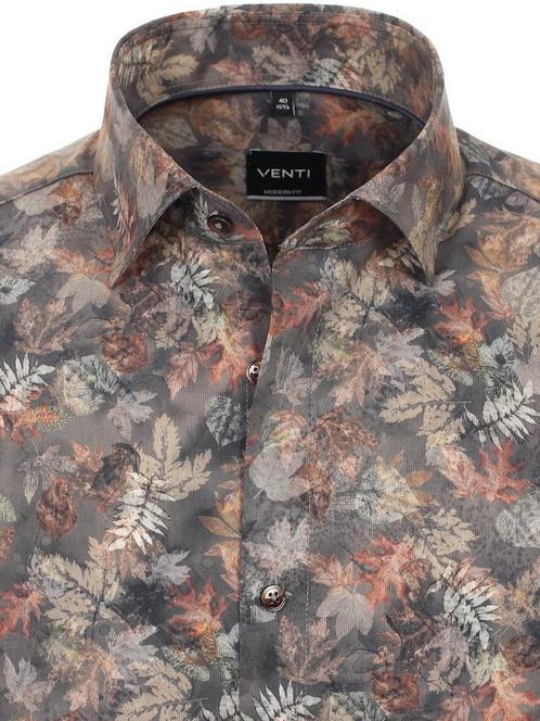 Bruin Venti Overhemd Kent Boord Met Motief Modern Fit, Kleding | Heren, Overhemden, Bruin, Nieuw, Verzenden