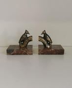 Boekensteunen (2) - Zinklegering, Marmer - Art deco, Antiek en Kunst