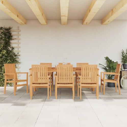 vidaXL Tuinstoelen stapelbaar 8 st 56,5x57,5x91 cm massief, Tuin en Terras, Tuinstoelen, Nieuw, Hout, Verzenden
