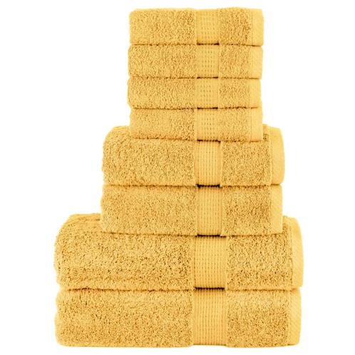 vidaXL 8-delige Handdoekenset SOLUND 600 g/m² goudkleurig, Huis en Inrichting, Badkamer | Badtextiel en Accessoires, Nieuw, Verzenden