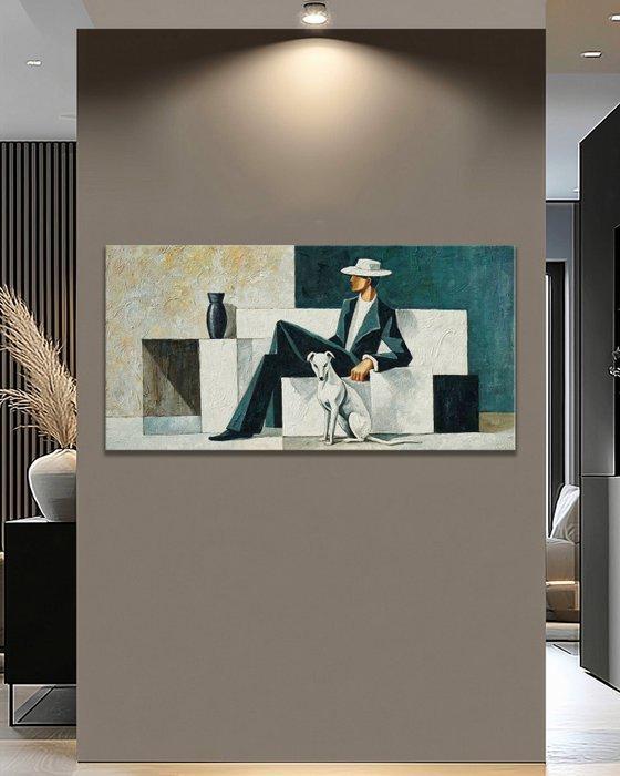 Pippo - Quiet Man, White Dog, Antiek en Kunst, Kunst | Schilderijen | Modern