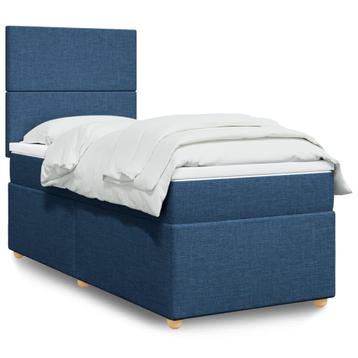 vidaXL Boxspring met matras stof blauw 90x190 cm beschikbaar voor biedingen