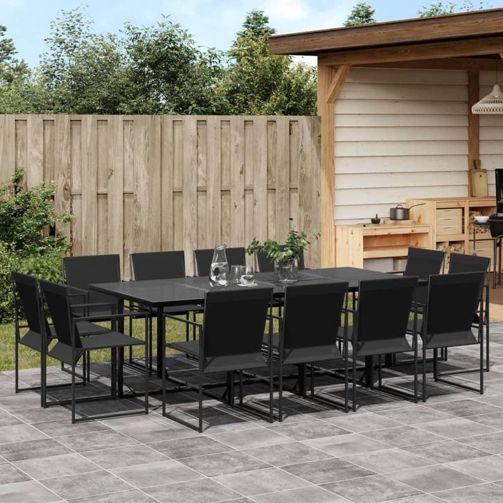 vidaXL 13-delige Tuinset textileen zwart, Tuin en Terras, Tuinsets en Loungesets, Tuinset, Nieuw, 2 zitplaatsen, Rvs, Verzenden