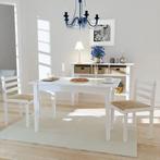 Eetkamerstoelen 2 st massief rubberwood en fluweel wit, Verzenden, Nieuw