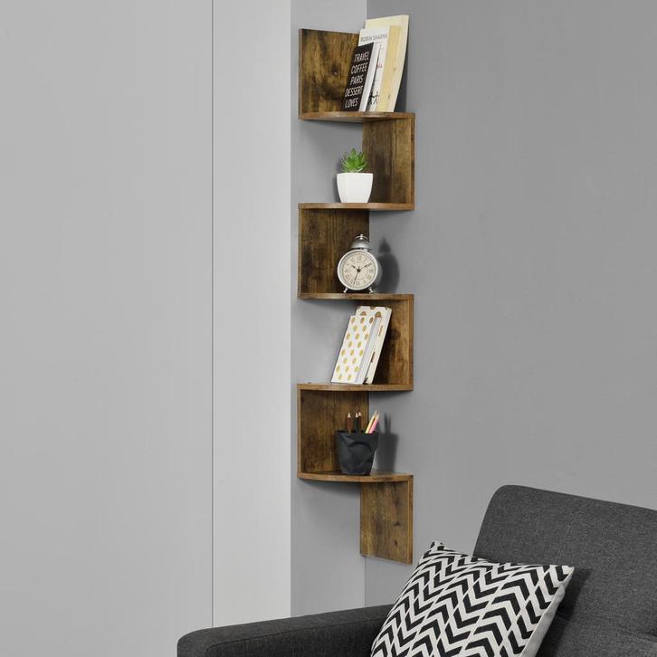 Wandplank wandrek zigzag 123x19,5x19,5 cm walnoot, Huis en Inrichting, Woonaccessoires | Wandplanken en Boekenplanken, Verzenden