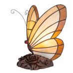 Tiffany vlinderlamp – Warm Crème & Amber Glas – H 24 cm, Verzenden, Nieuw