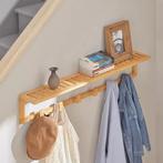 Bamboe Wandkapstok met Plank – 6 Haken, Opbergruimte 90 cm, Huis en Inrichting, Kasten | Wandmeubels, Verzenden, Nieuw