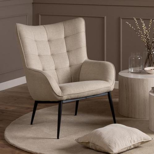 *WOONWINKEL* Beige Fauteuil Stof, Huis en Inrichting, Fauteuils, Nieuw, Stof, Verzenden
